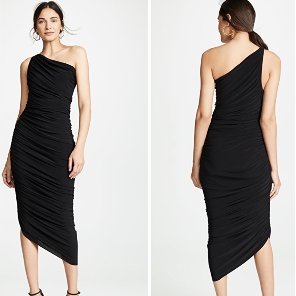 Norma Kamali one shoulder black dress